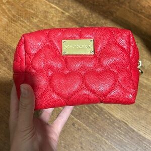 Betsey Johnson Red Heart Quilted makeup pouch